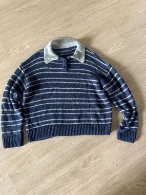 Lioness Rising Sun Jersey Navy / Grey stripe 
Oversized 
S-M